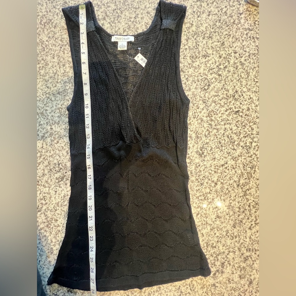 White House Black Market Knit Black Top Size Medium - Picture 6 of 7